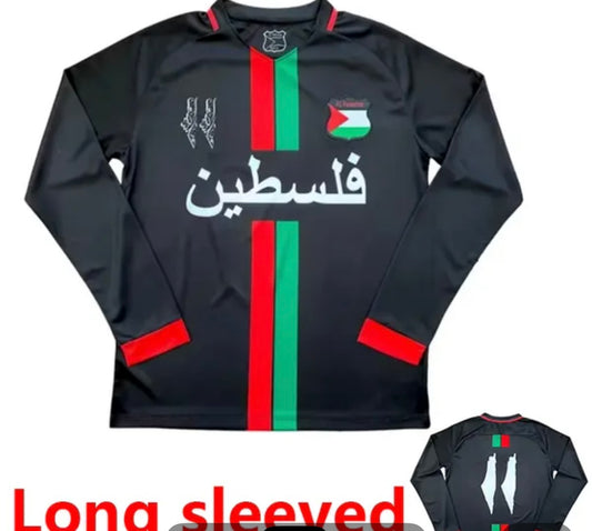 Black Palestinian Short Sleeve Jersey With Palestinian Flag Colours
